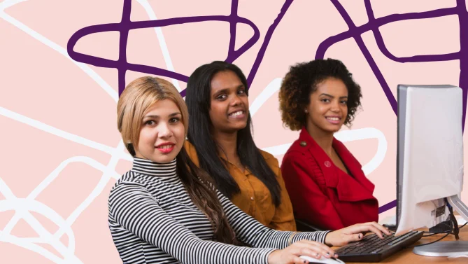 three women at work