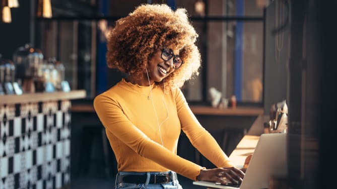Happy woman at work