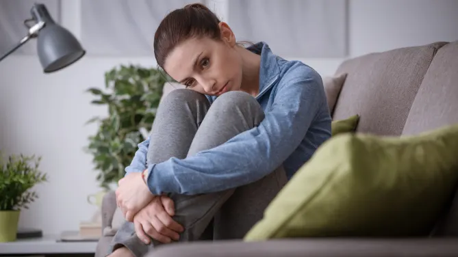 Sad stressed woman