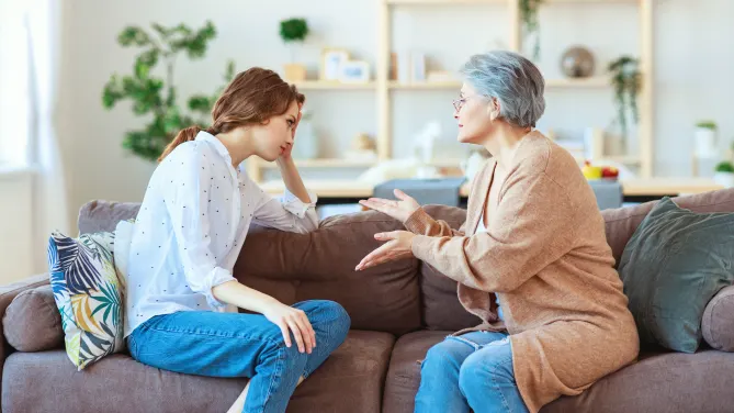 Two women talking