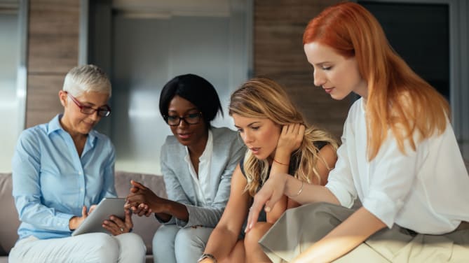 group of women brainstorming
