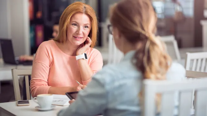 Woman conducting interview