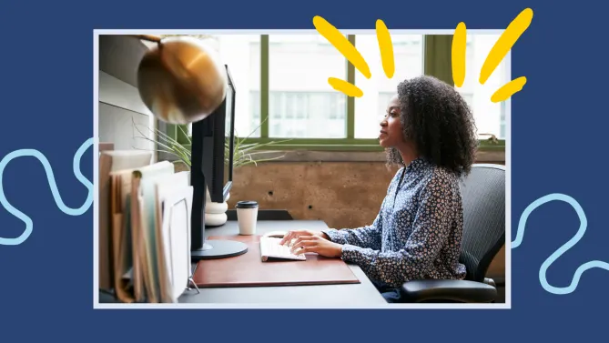 woman typing on computer