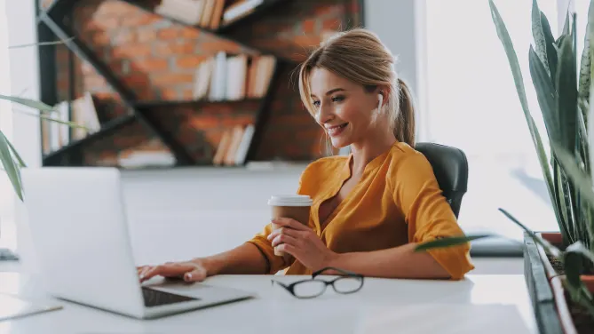 Woman happy at home
