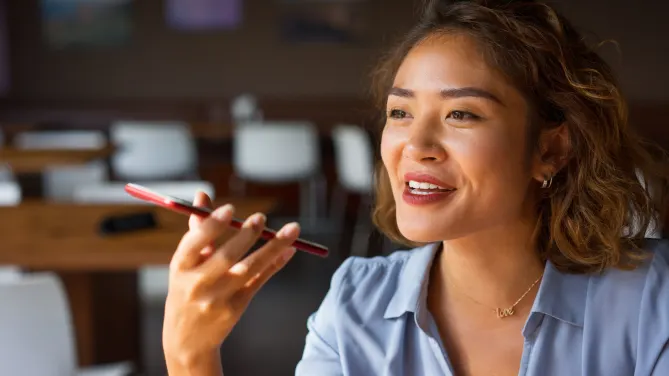 Woman talking at work