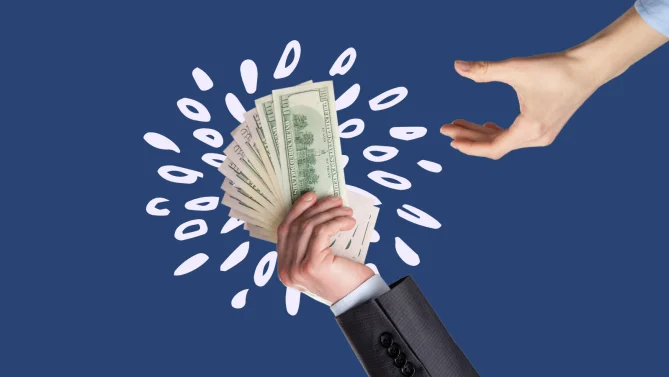 hand reaching for hand with money