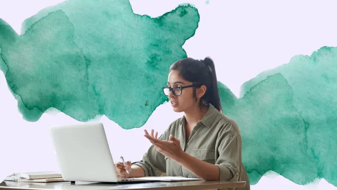 woman on virtual work call