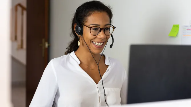 Woman in sales speaking