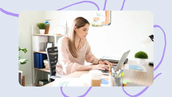 a woman writing an email
