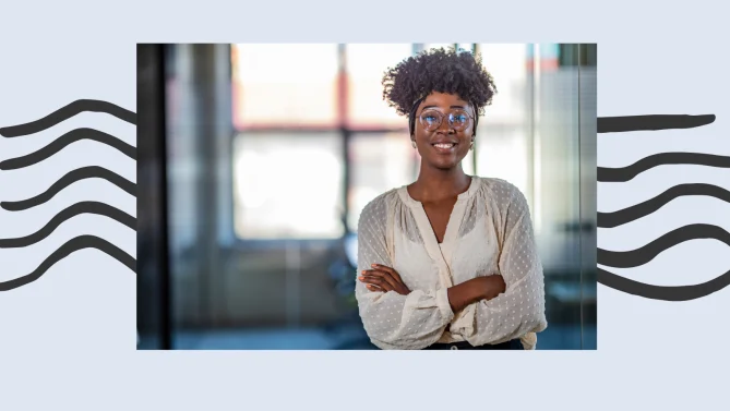 A woman smiling.