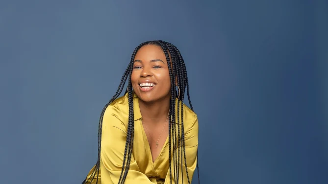 confident woman looking happy