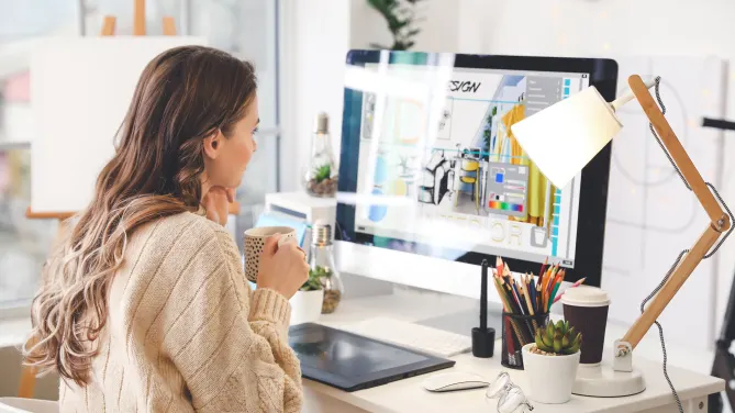 graphic designer working in office
