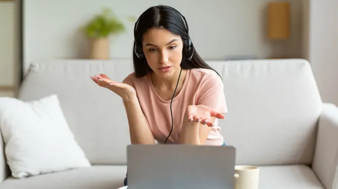 Woman conducting interview