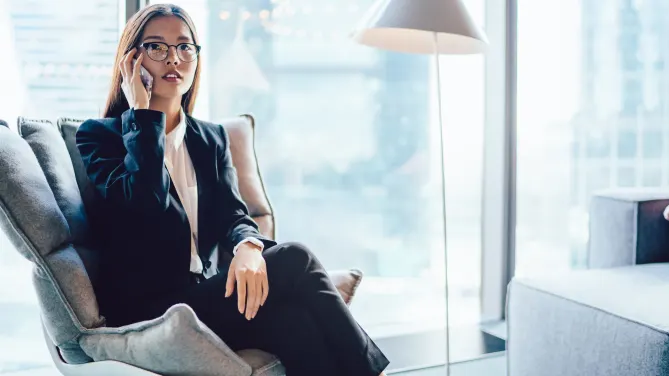 Woman looking at computer