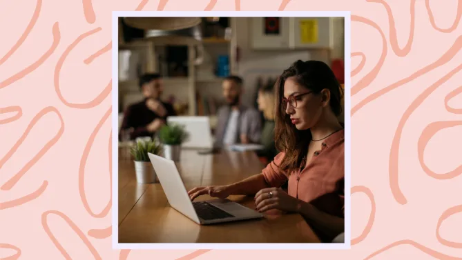 a woman working on a laptop