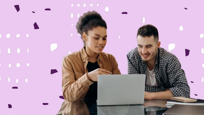 a man and woman working