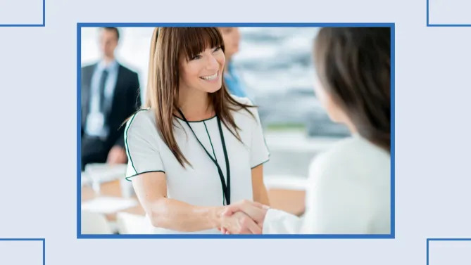 woman shaking someone's hand