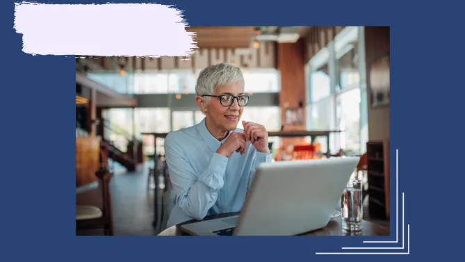 older woman on a laptop