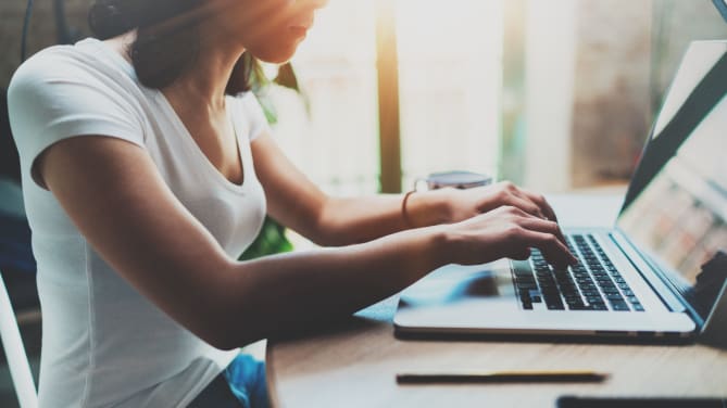 Woman working on laptop
