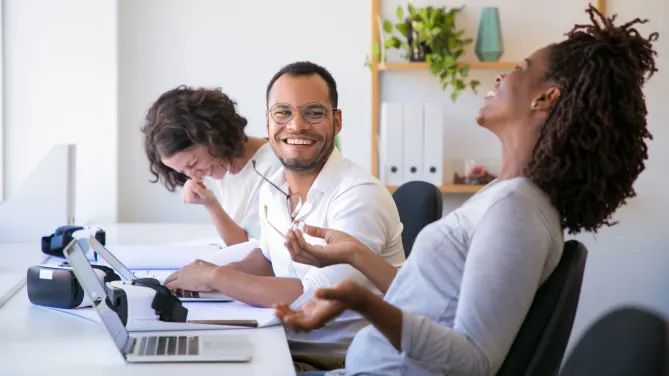 happy woman at work