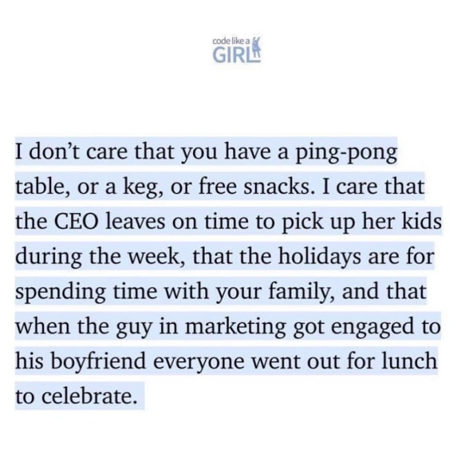 "I want a company with a good culture."  
