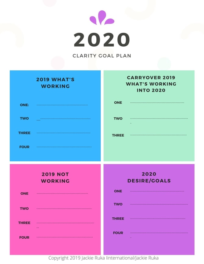 Goal grid for 2020 !