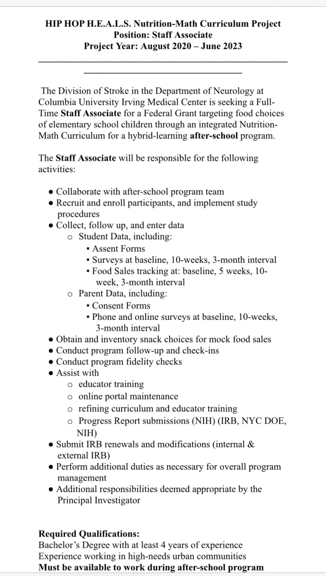 For anyone looking for a Research Assistant Position....Feel free to message me for more information.