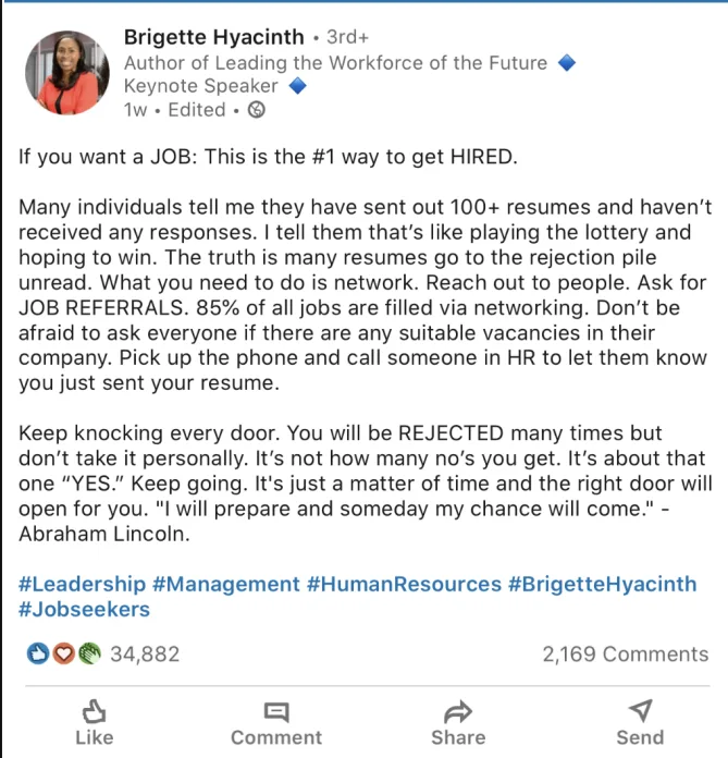Networking is how I got 80% of the jobs I’ve applied for.