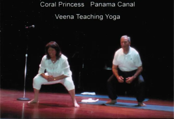 Veena & sarv demonstrating laughing yoga to the Coral Princess cruise to engage with positive energy.Laughing is the best med...
