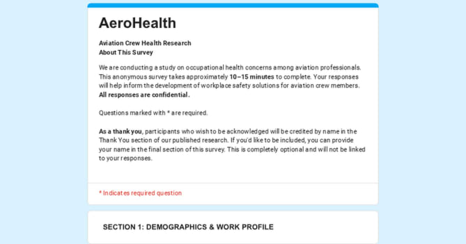 Independent healthcare study for the aviation industry: 

