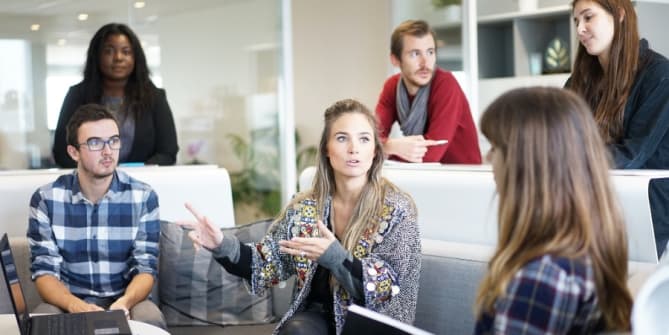 Woman presenting to group