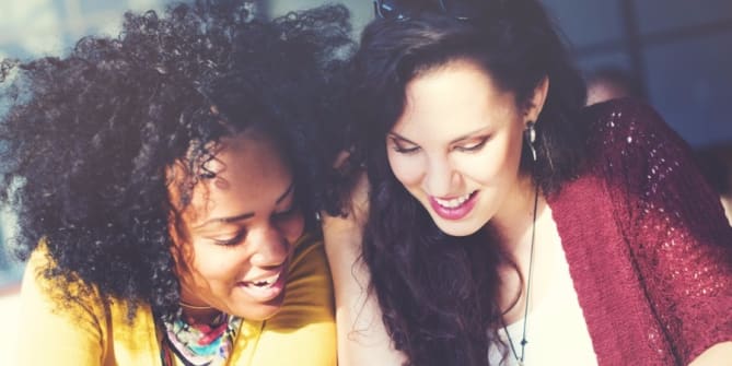 Two women talking