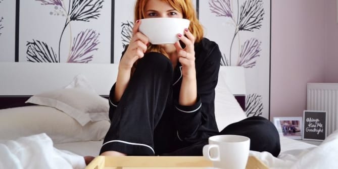 woman drinking coffee