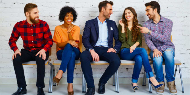 Group of people in an interview