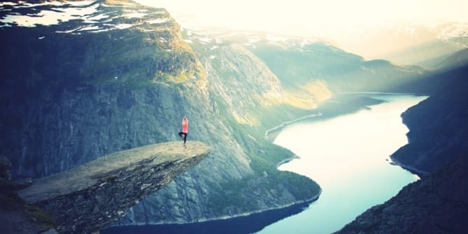 Woman on cliff