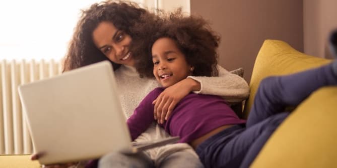 mom working from home