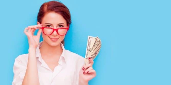 Woman holding money