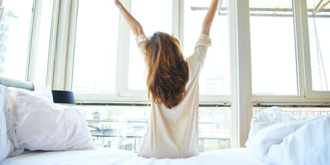 Woman waking up