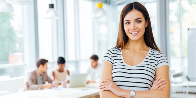 happy woman at work