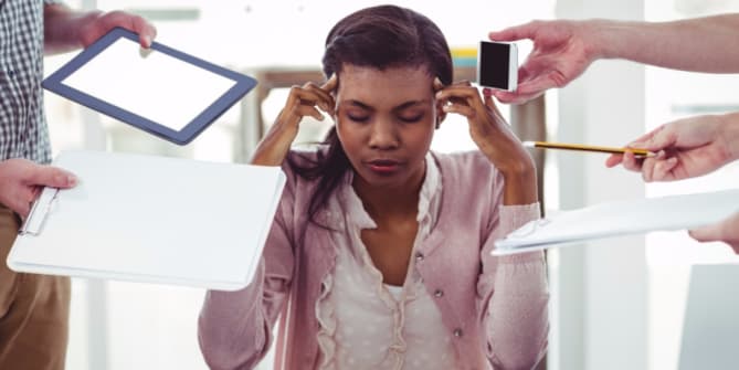 Woman stressed out by work