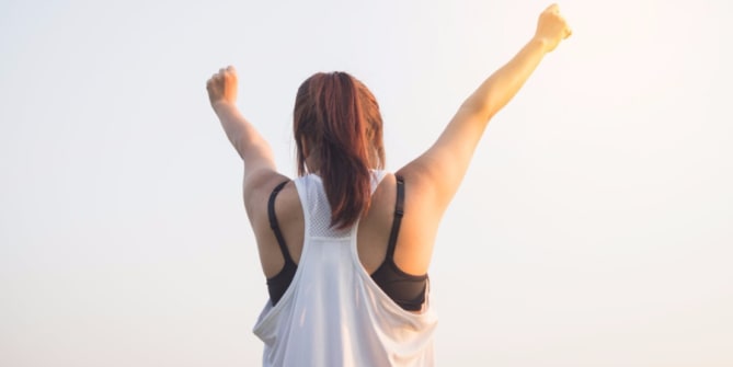 Woman cheering