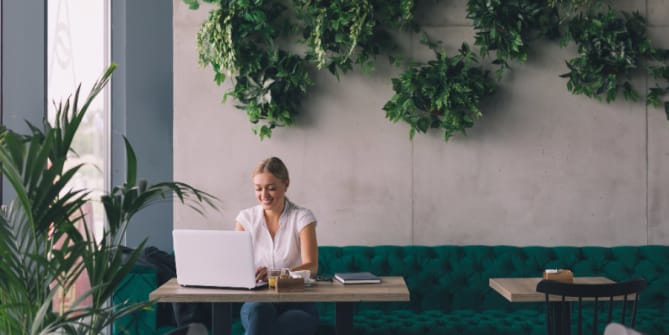 woman working remotely