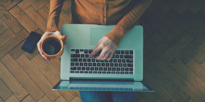 Writing on laptop