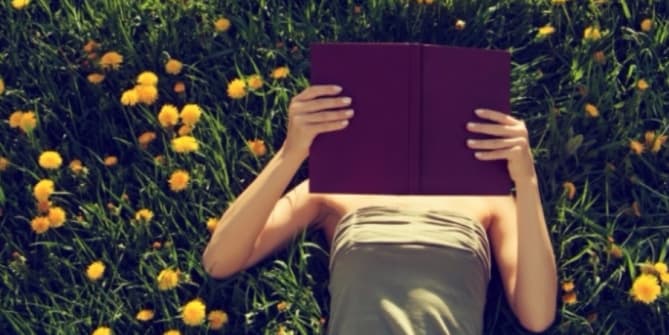 Woman reading book