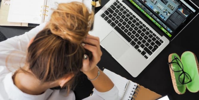 Woman stressed at work