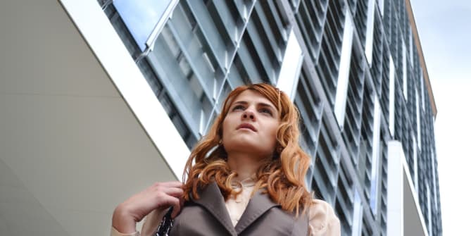 Woman going to interview