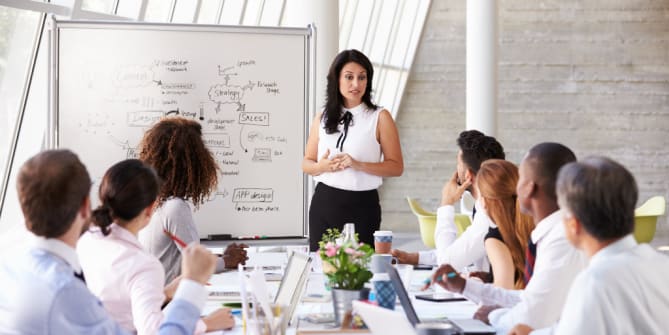 woman leading a meeting