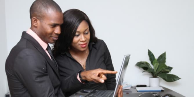 Man and woman at work