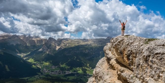 mountain climber at summit