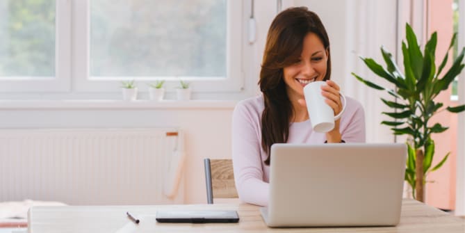 happy woman at work